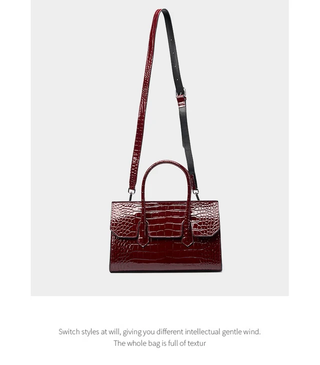 Alt view image 4 of 6 - Genuine Leather Women Tote Bag Shoulder Bag Red