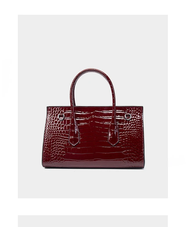 Alt view image 3 of 6 - Genuine Leather Women Tote Bag Shoulder Bag Red