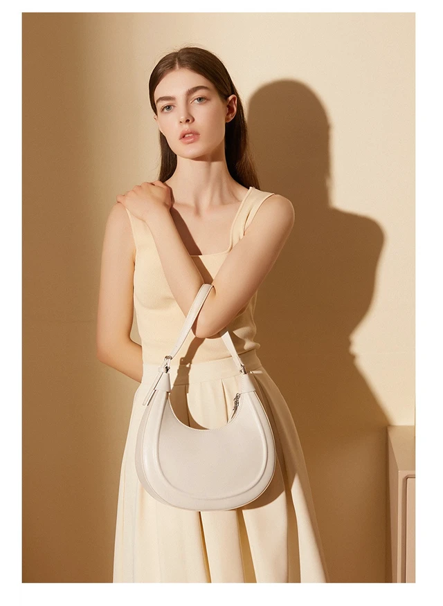 Alt view image 4 of 4 - New Women's Genuine Leather Casual Shoulder Crossbody Bag White