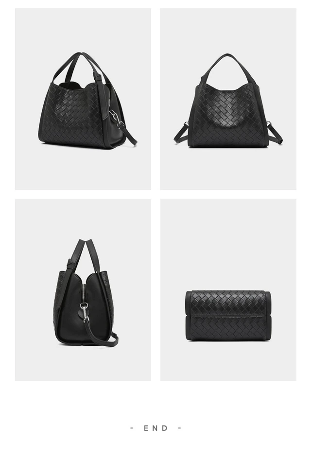 Alt view image 3 of 3 - Female Cowhide Casual Crossbody Bag Black