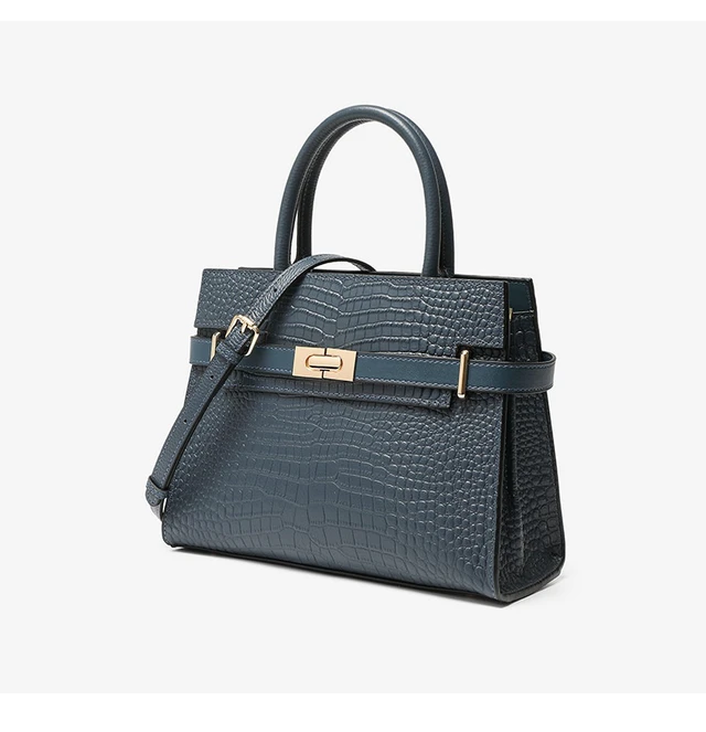 Alt view image 3 of 4 - Large Capacity Genuine Leather Wedding Bag Mother's Handbag Blue