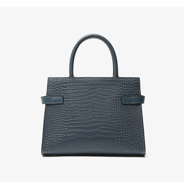 Alt view image 4 of 4 - Large Capacity Genuine Leather Wedding Bag Mother's Handbag Blue