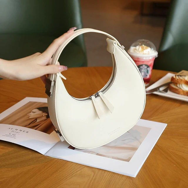 Main image of Women Genuine Leather Moon Handbag White