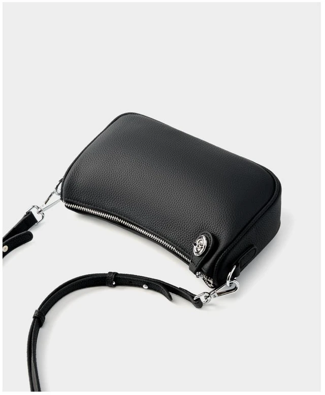 Alt view image 4 of 4 - Genuine Leather Women Swinger Fashion Shoulder Cross Bag Black