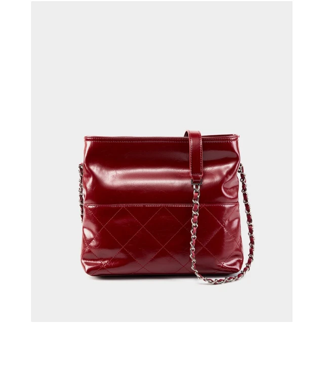 Alt view image 3 of 3 - Genuine Leather Women Shoulder Handbags Leather Tote Bag Red