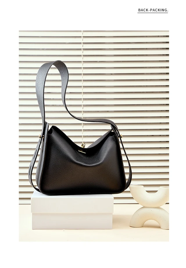 Alt view image 2 of 2 - Women Genuine Leather Shoulder Bag College Tote Hobo Bags Black