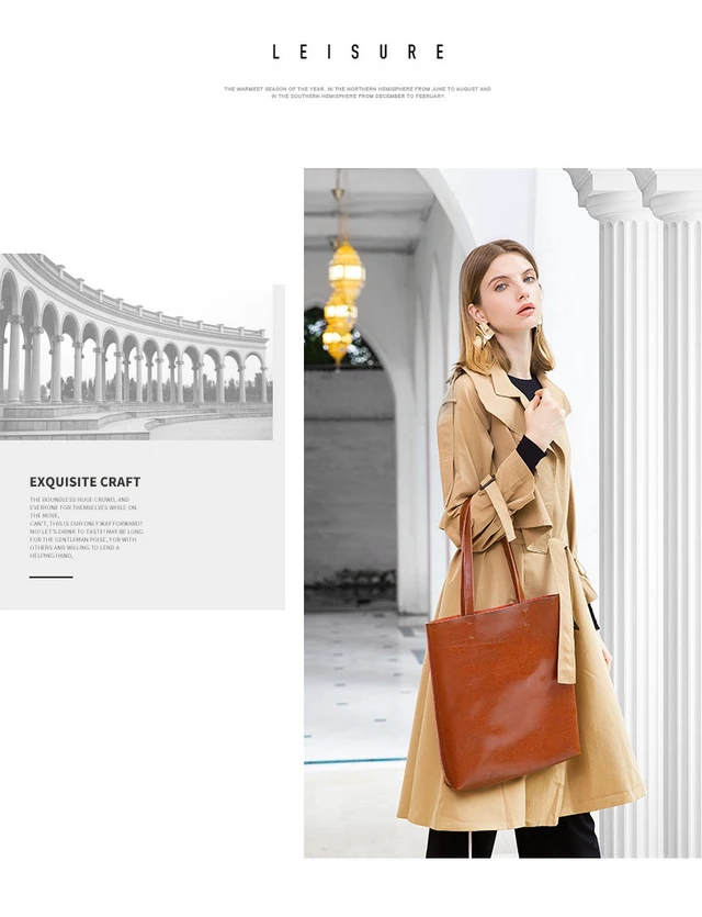 Alt view image 4 of 4 - Women Genuine Leather Large Work Tote Bag Womens Travel Shoulder Bag Brown