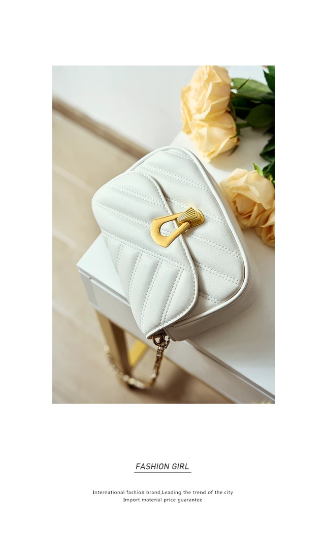 Alt view image 4 of 4 - Women Small Genuine Leather Shoulder Handbag White