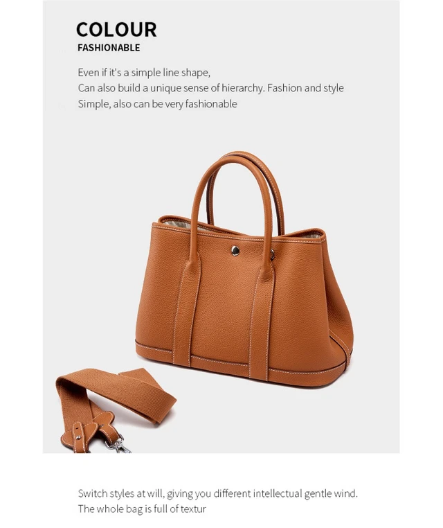 Alt view image 4 of 4 - Women Genuine Leather Tote Bag Handbags Brown