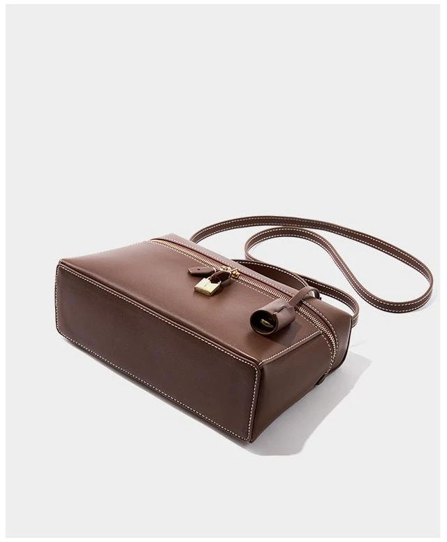 Alt view image 6 of 6 - Genuine Leather Womens Evening Handbag Stylish Shoulder Bag Purse for Christmas Wedding Party Brown