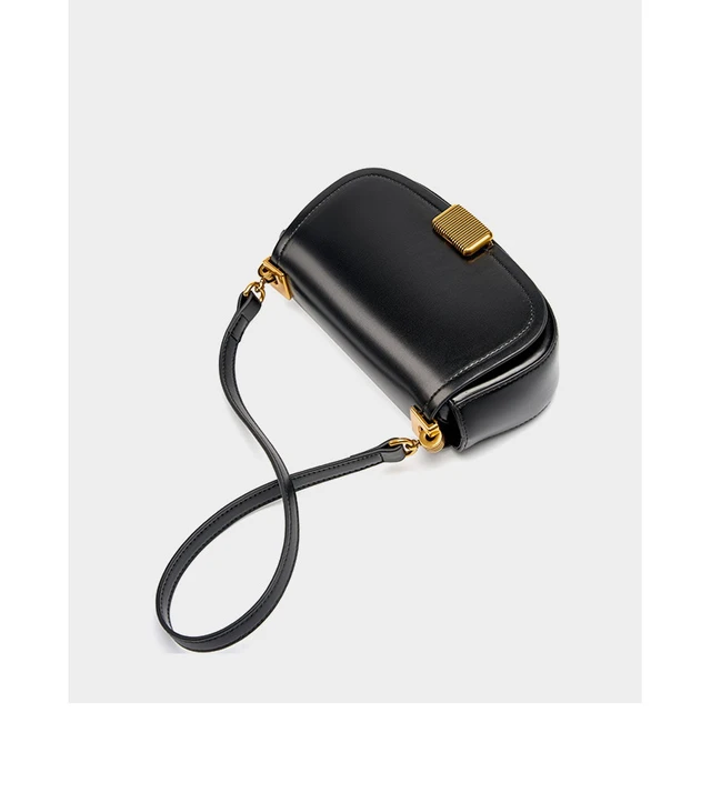 Alt view image 3 of 3 - Women's Small Crossbody Bags Lady Cow Leather Shoulder Handbag Black