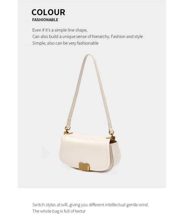 Alt view image 3 of 3 - Women's Small Crossbody Bags Lady Cow Leather Shoulder Handbag White
