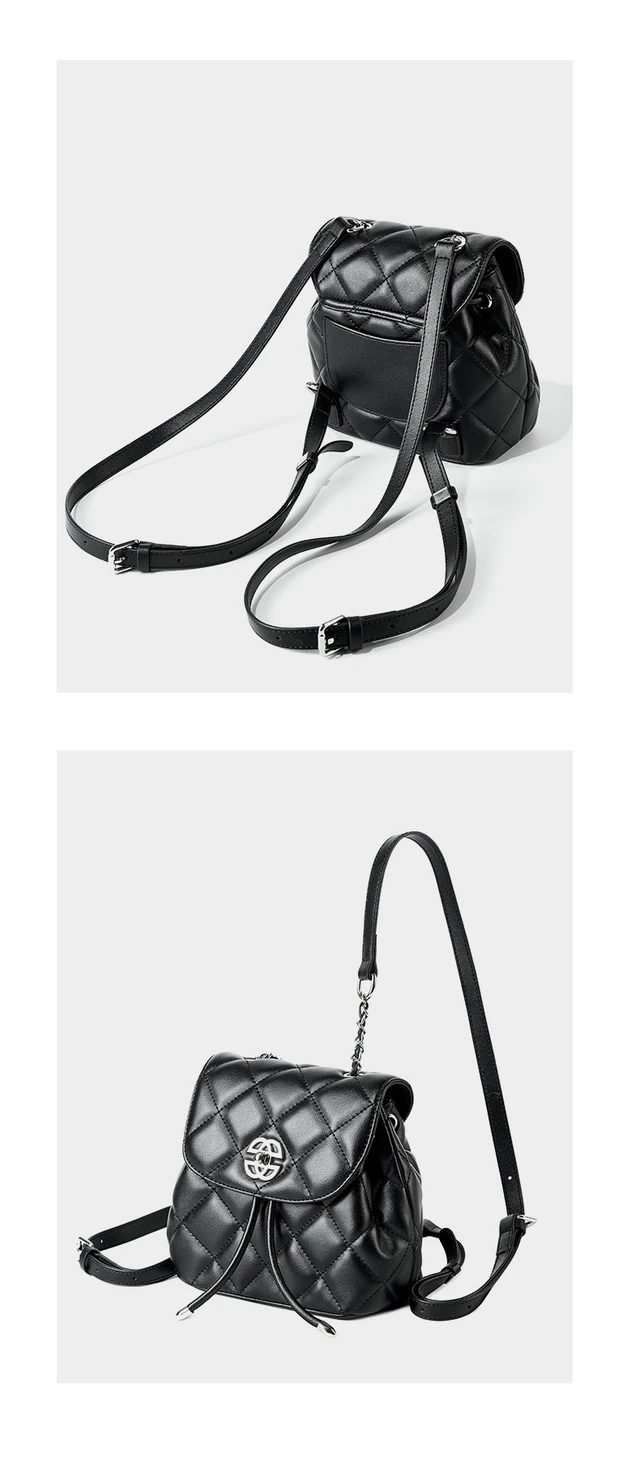 Alt view image 3 of 3 - Genuine Leather Backpack Large Capacity Bag Black