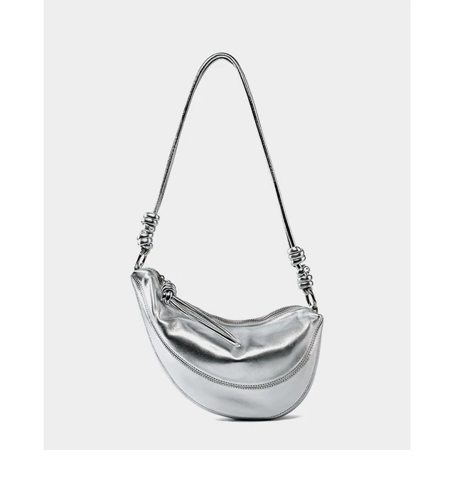 Alt view image 6 of 7 - Genuine Leather Women Cross Body Bag Cute Designer Handbags Silver