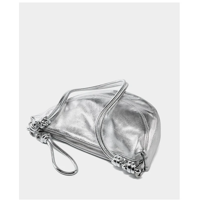 Alt view image 7 of 7 - Genuine Leather Women Cross Body Bag Cute Designer Handbags Silver