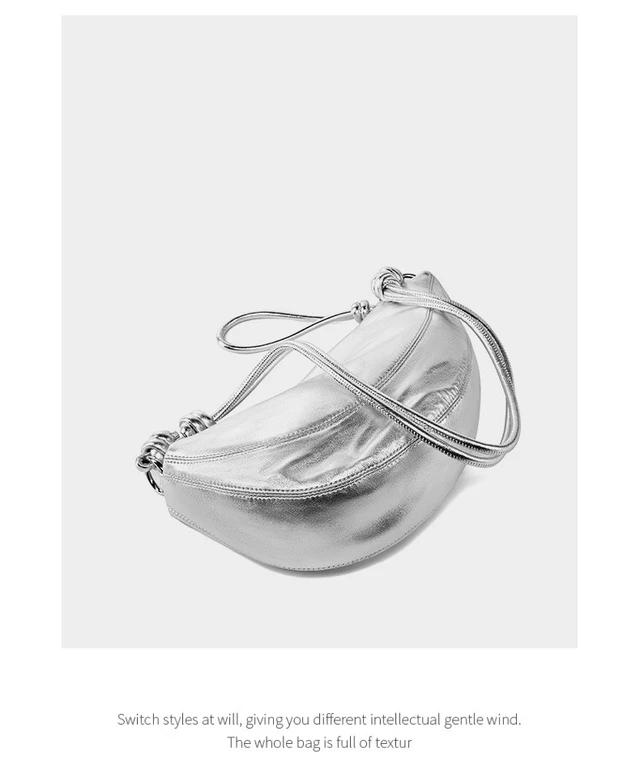 Alt view image 5 of 7 - Genuine Leather Women Cross Body Bag Cute Designer Handbags Silver