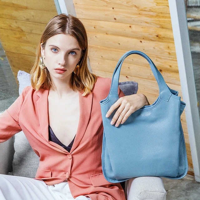 Alt view image 2 of 2 - Genuine Leather Women Trendy Handbags Blue