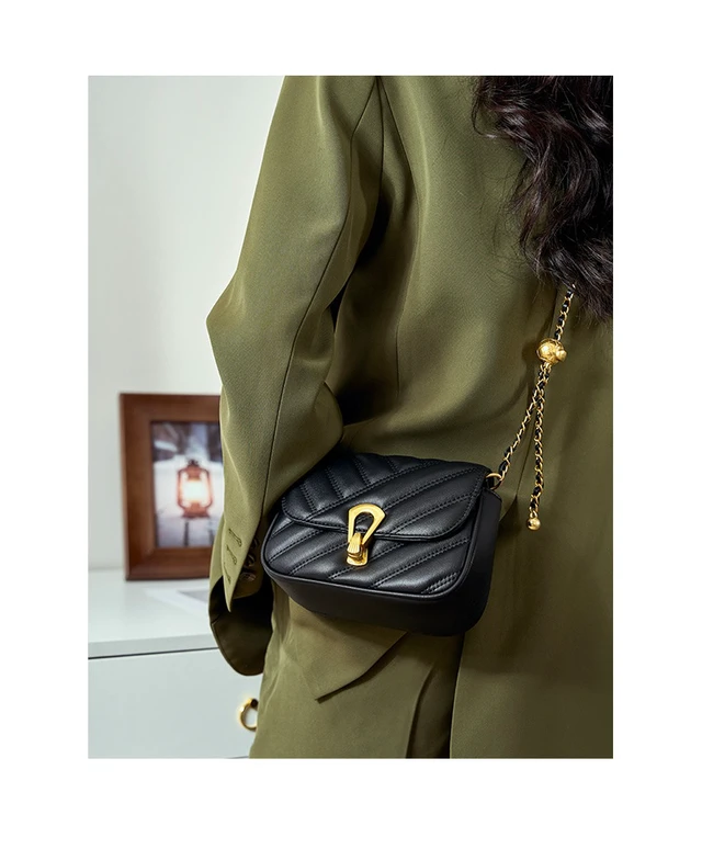 Alt view image 4 of 5 - Women Small Genuine Leather Shoulder Handbag Black