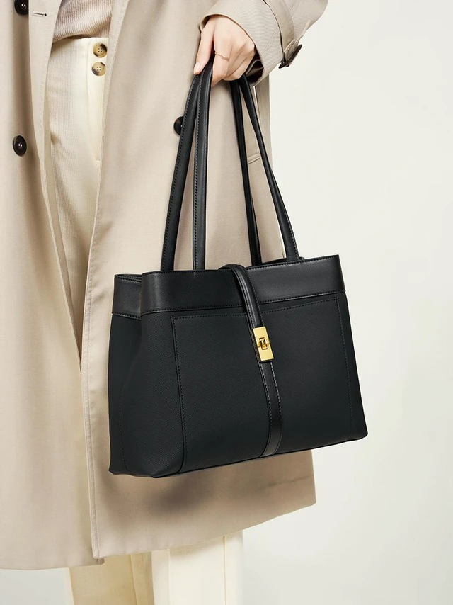 Main image of Genuine Leather Women Tote Bags Black