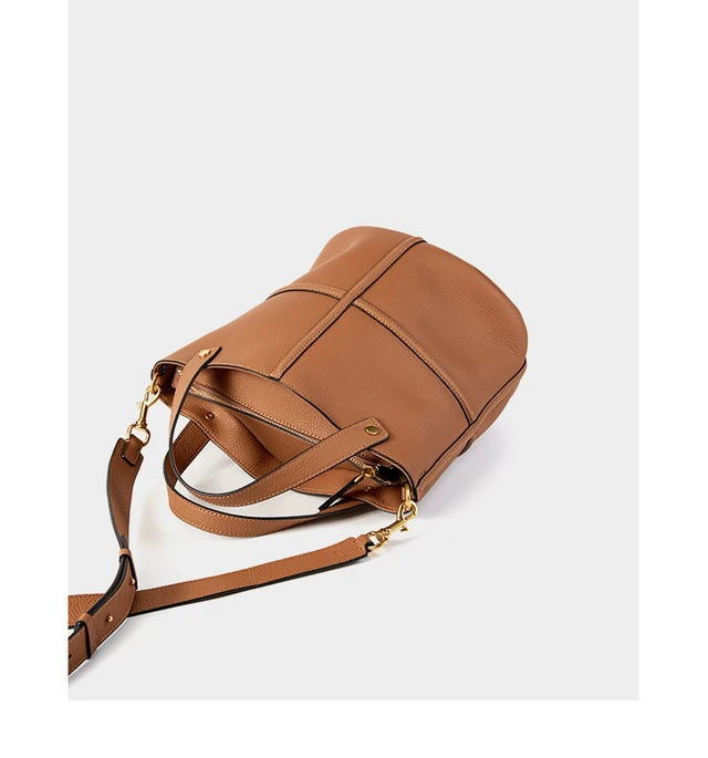 Alt view image 3 of 4 - Genuine Leather Tote Bag for Women Top-handle Shoulder Bag Brown