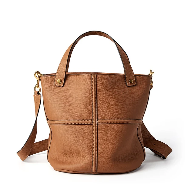 Main image of Genuine Leather Tote Bag for Women Top-handle Shoulder Bag Brown