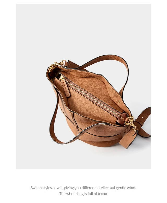 Alt view image 4 of 4 - Genuine Leather Tote Bag for Women Top-handle Shoulder Bag Brown