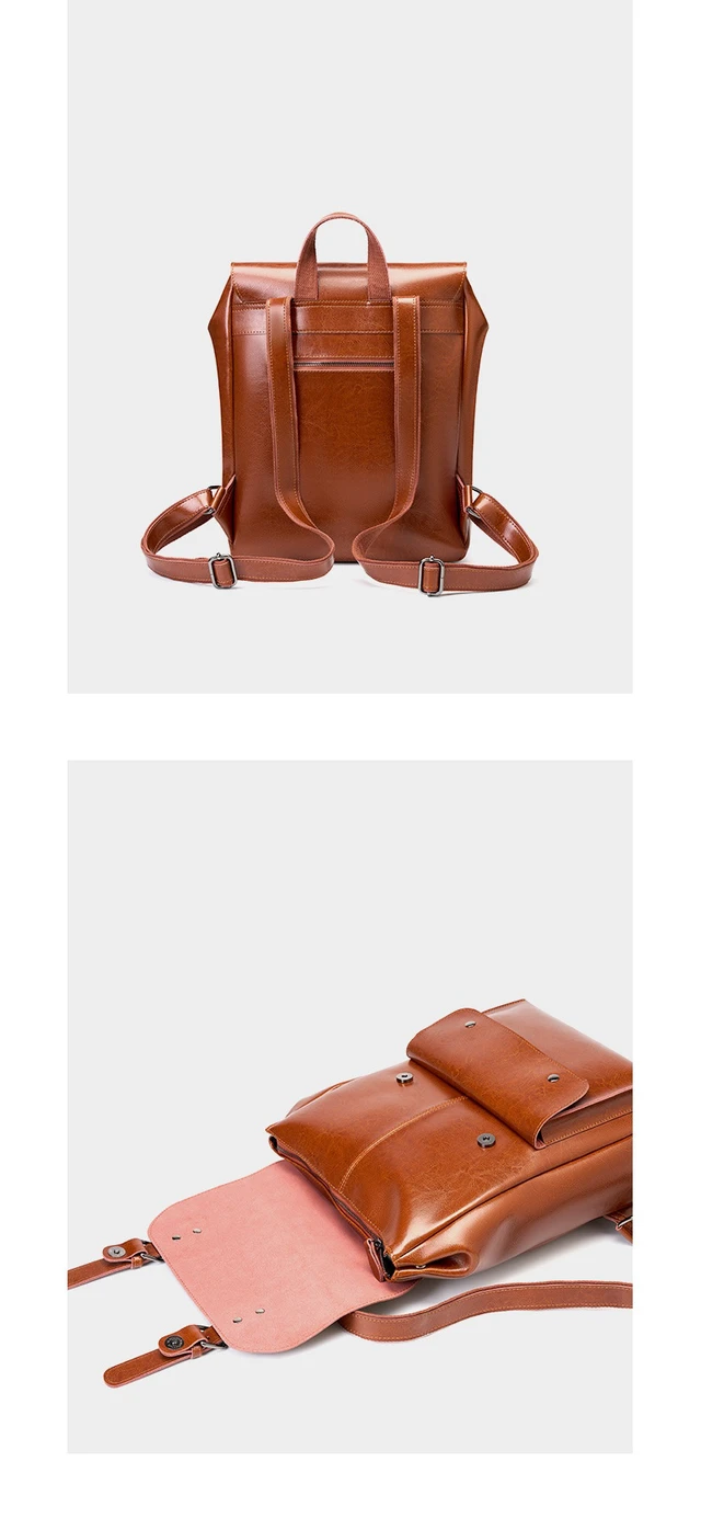 Alt view image 5 of 6 - Genuine Leather Backpack Brown