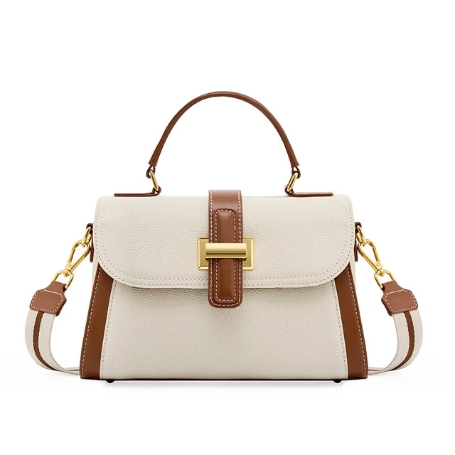 Main image of Genuine Leather Handbags Vintage-Style Top Handle Shoulder Bag White