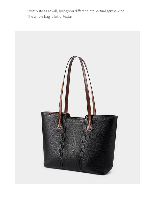 Alt view image 3 of 4 - Genuine Leather Women Crossbody Handbag Black