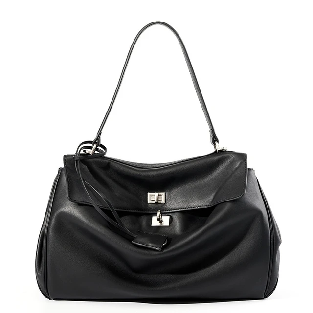 Main image of Women's Soft Genuine Leather Satchel Purses Top Handle Crossbody Bags Black