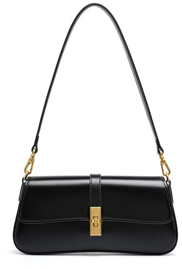 Main image of Genuine Leather Satchel Handbag for Women Vintage Handmade Shoulder Bag Black