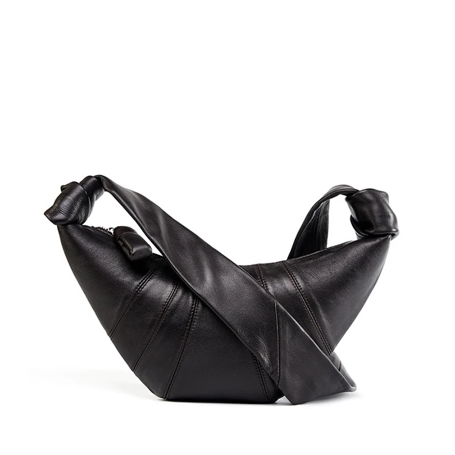 Main image of Sheepskin Diagonal Cross Wrapped Genuine Leather Dumpling Wrap Brown