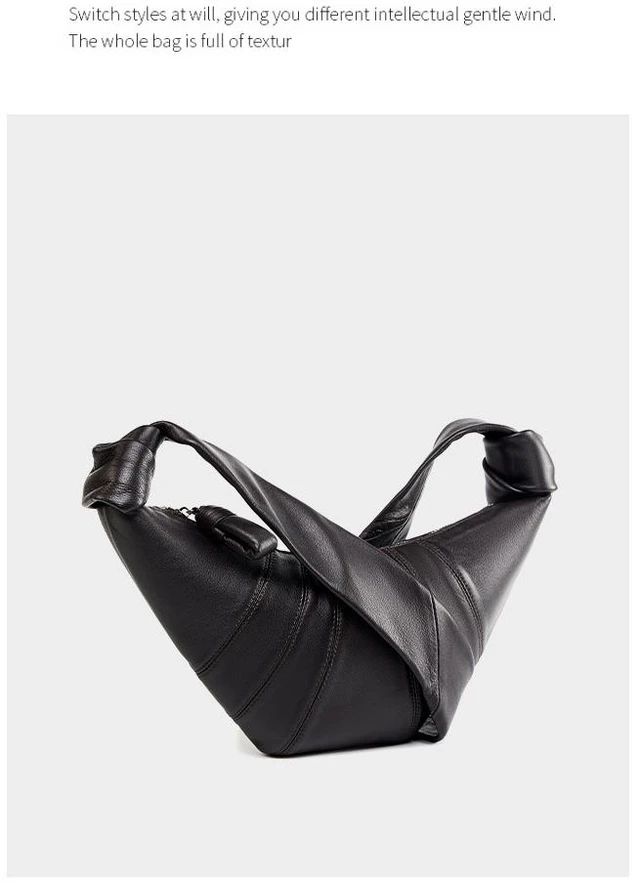 Alt view image 3 of 3 - Sheepskin Diagonal Cross Wrapped Genuine Leather Dumpling Wrap Brown