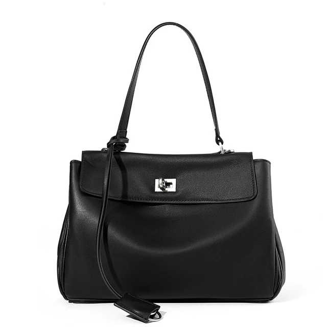 Main image of Women's Soft Genuine Leather Satchel Purses Top Handle Crossbody Bags Black