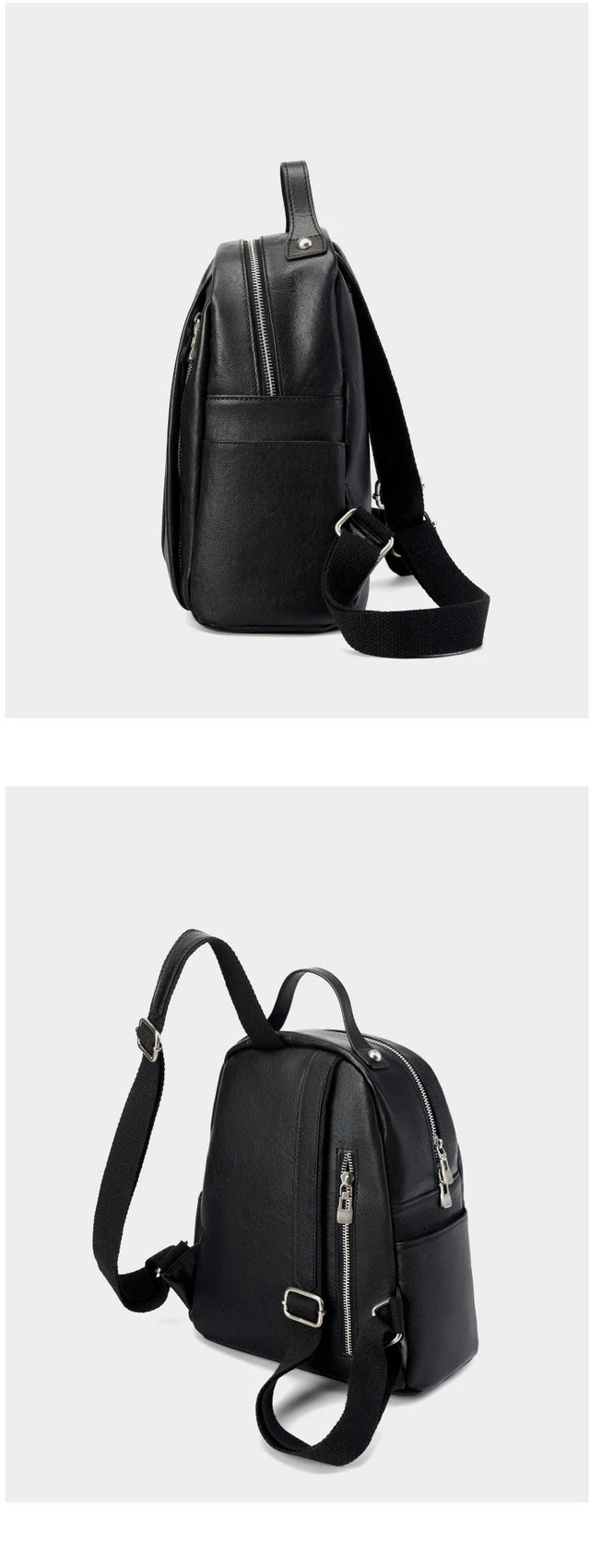 Alt view image 2 of 6 - Women Genuine Leather Backpack Black