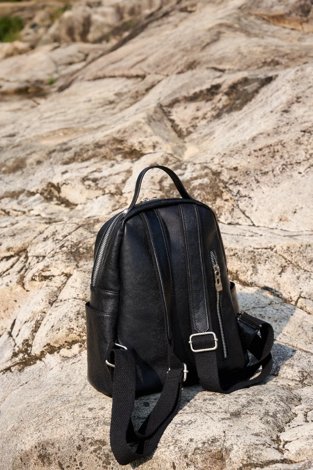 Alt view image 5 of 6 - Women Genuine Leather Backpack Black