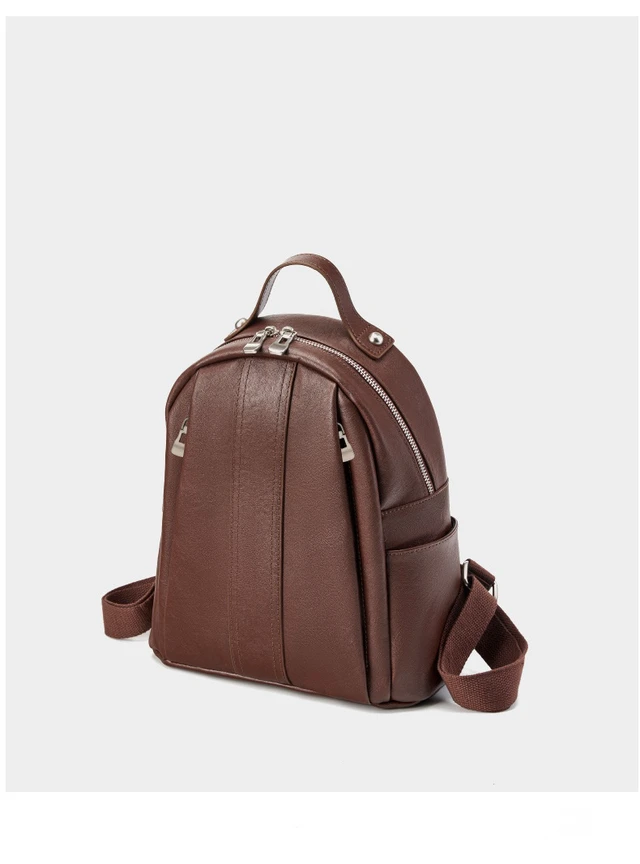 Alt view image 3 of 3 - Women Genuine Leather Backpack Brown