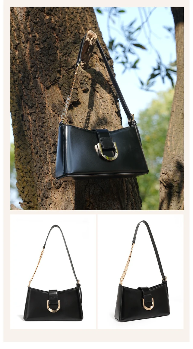 Alt view image 3 of 3 - Genuine Leather Women Tote Bag Shoulder Bag Black