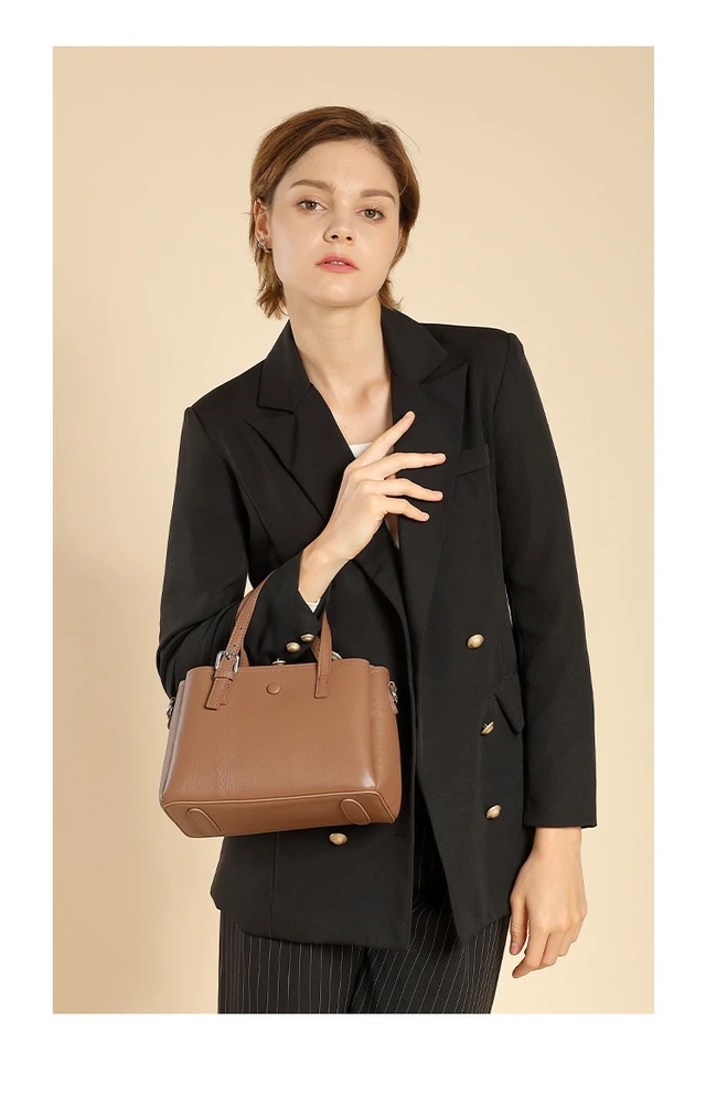Alt view image 3 of 4 - Genuine Leather Women Crossbody Bag Brown