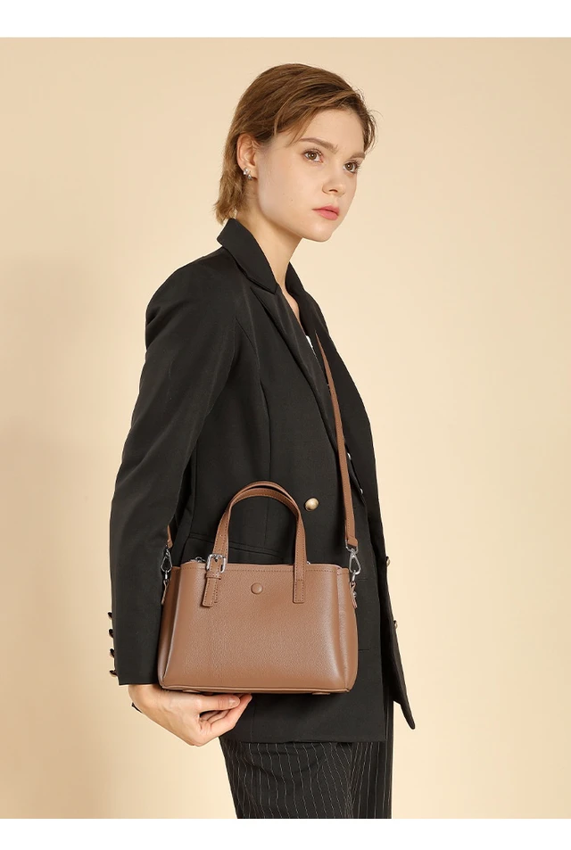 Alt view image 4 of 4 - Genuine Leather Women Crossbody Bag Brown