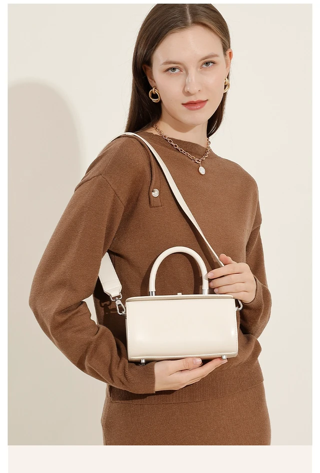 Alt view image 3 of 5 - Genuine Leather Fashion Simple Shoulder Crossbody Women's Bag White