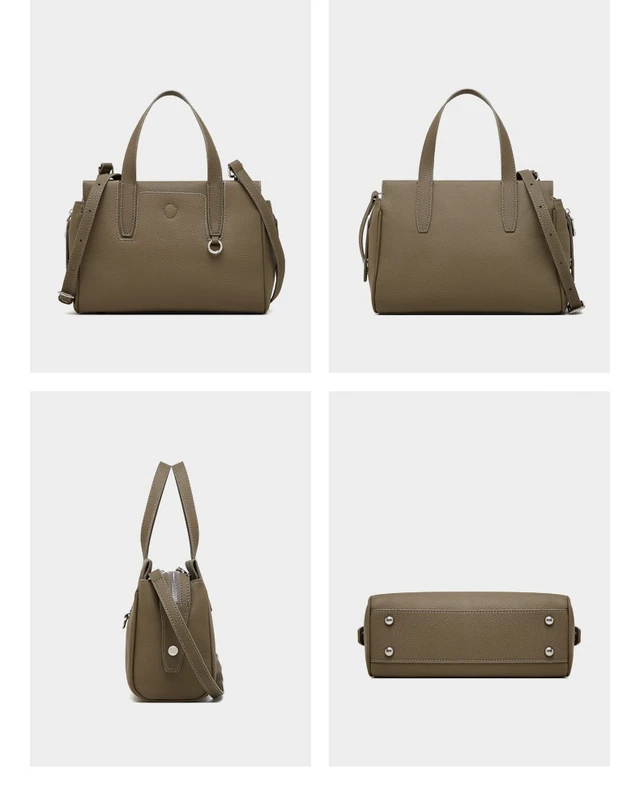 Alt view image 2 of 4 - Genuine Leather Shoulder Bag Top-handle Handbag Grey