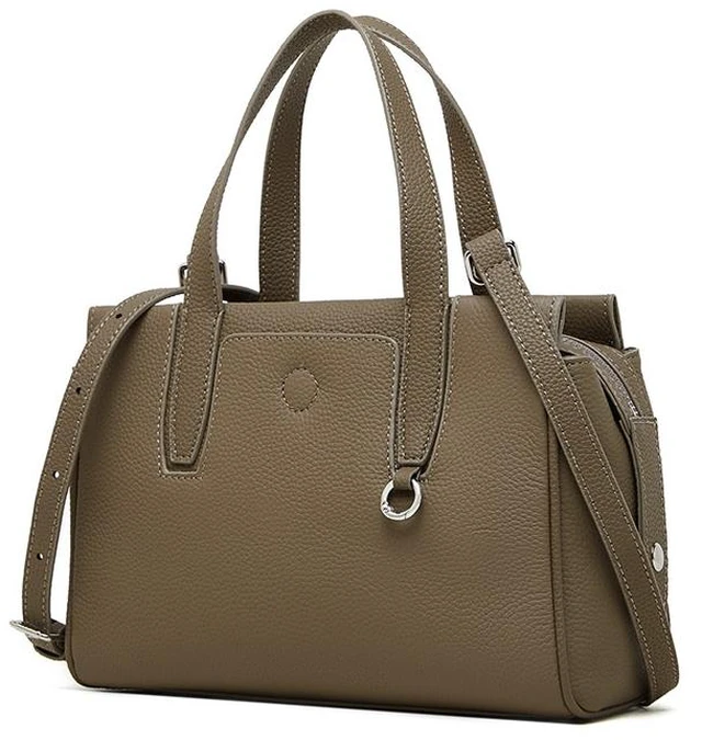 Main image of Genuine Leather Shoulder Bag Top-handle Handbag Grey