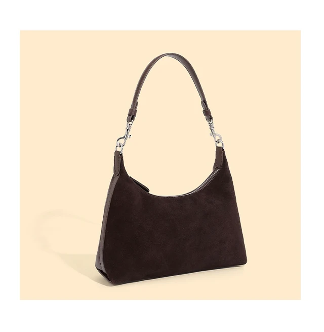 Alt view image 3 of 3 - Frosted Cowhide High-Capacity Crossbody Bag Brown