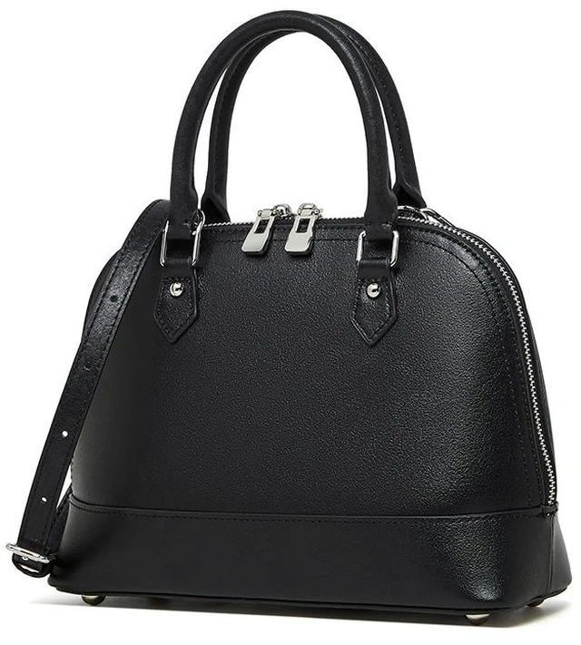 Main image of Genuine Leather Women Large Capacity Top-handle Hobo Bag Black