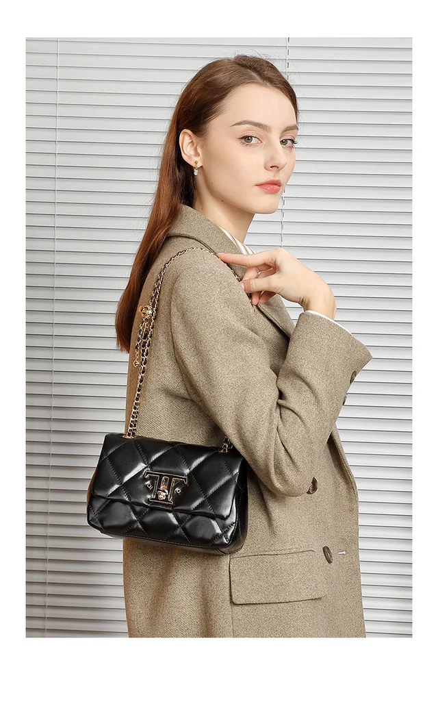 Alt view image 2 of 5 - New Buckle Genuine Leather Shoulder Crossbody Bag