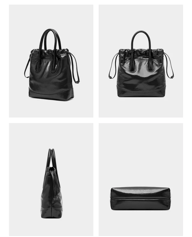 Alt view image 3 of 3 - Song Cowhide Vintage Women Handbag Black