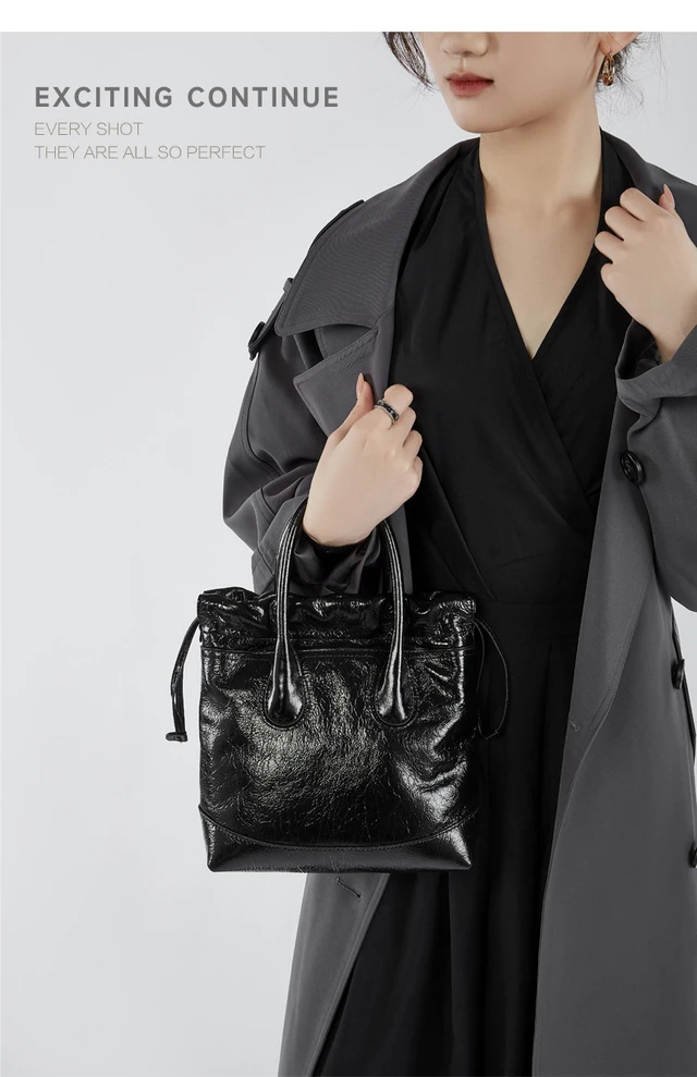 Alt view image 2 of 3 - Song Cowhide Vintage Women Handbag Black