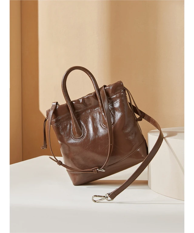 Alt view image 3 of 4 - Song Cowhide Vintage Women Handbag Brown