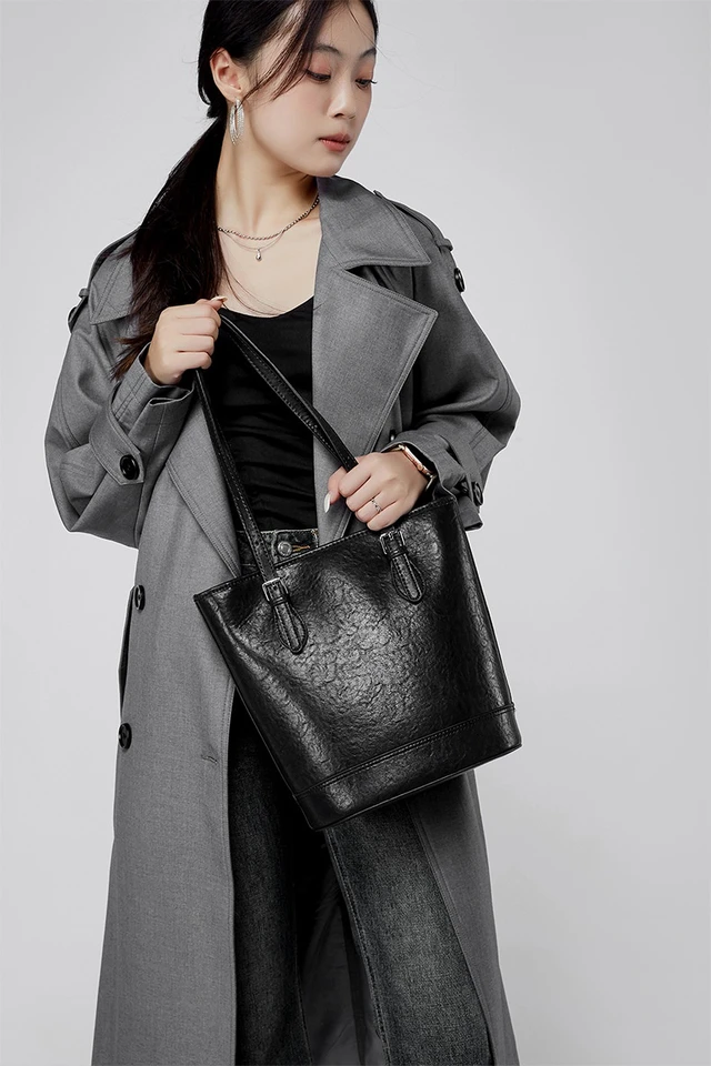 Alt view image 2 of 4 - Genuine Leather Women Handbags Tote Purse Shoulder Bag Black